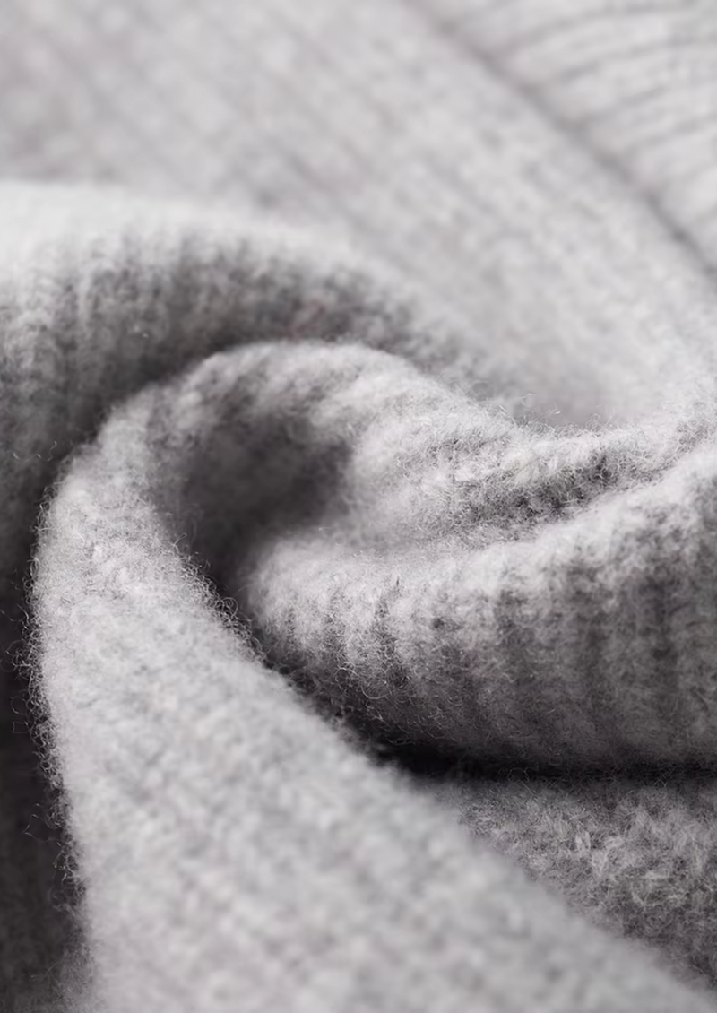 PURE EXTRA-FINE MERINO WOOL RIBBED CARDIGAN