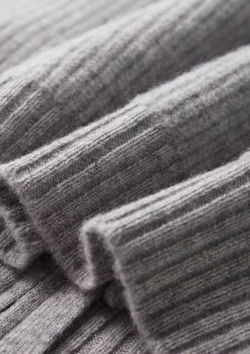 PURE EXTRA-FINE MERINO WOOL RIBBED CARDIGAN