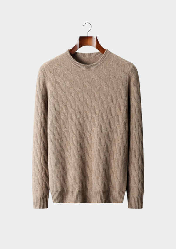PREMIUM CASHMERE CABLE CREWNECK