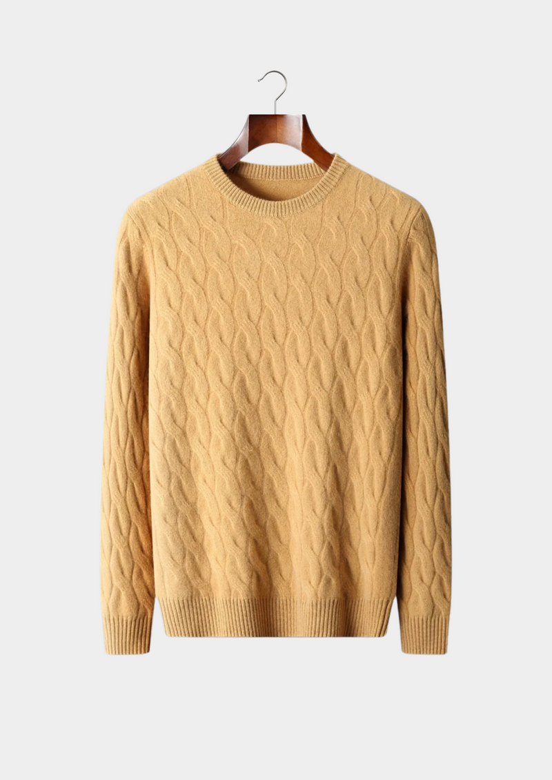 PREMIUM CASHMERE CABLE CREWNECK