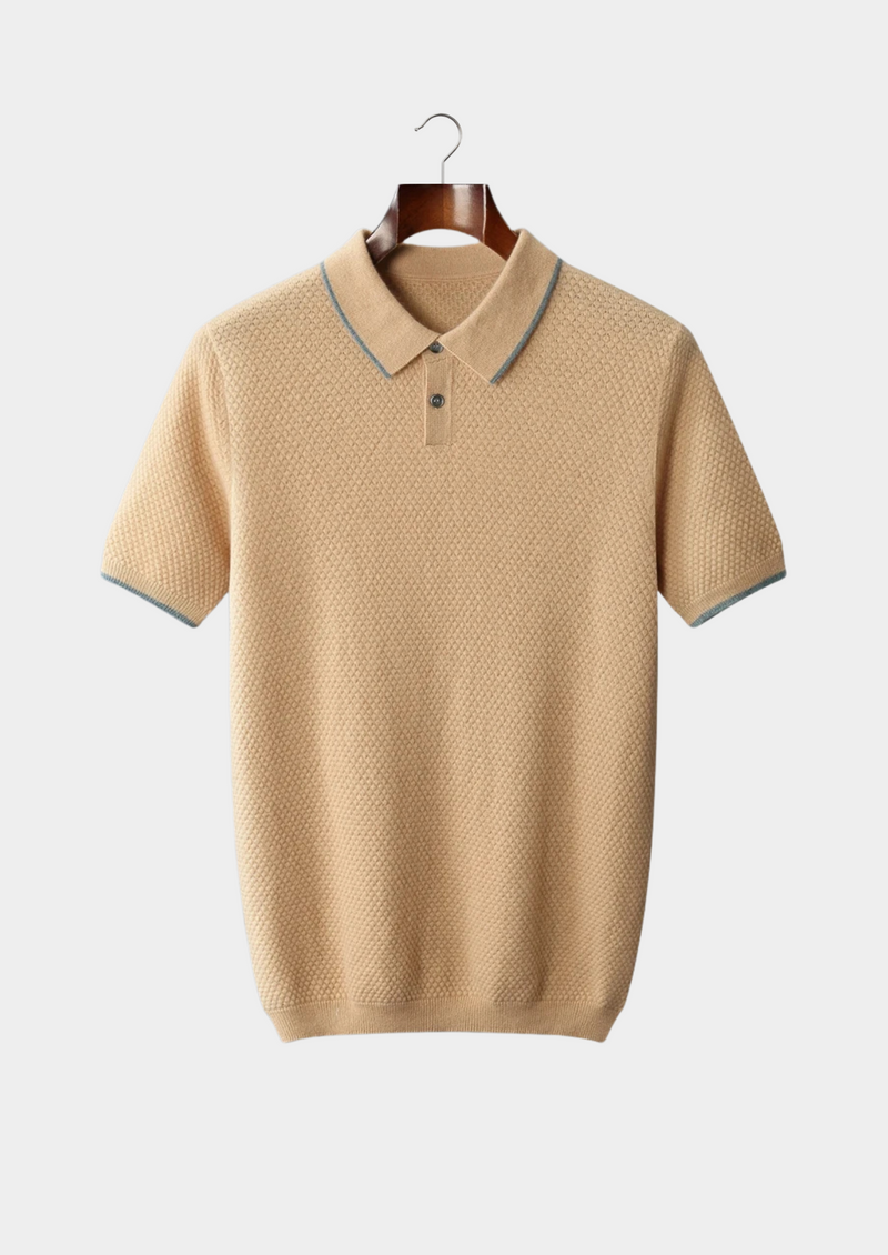 PREMIUM CASHMERE TWO-TONE POLO