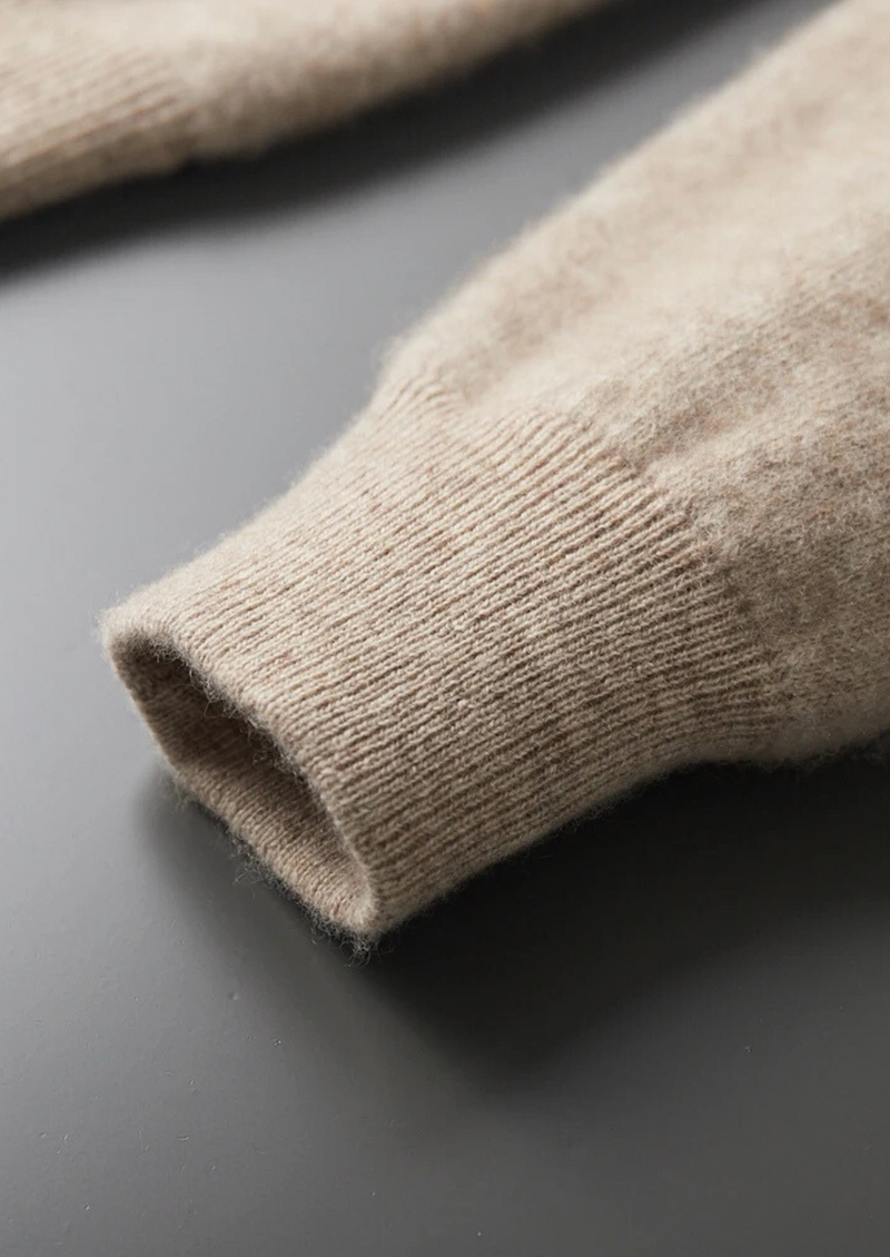 PREMIUM CASHMERE TWO TONE ZIP CARDIGAN