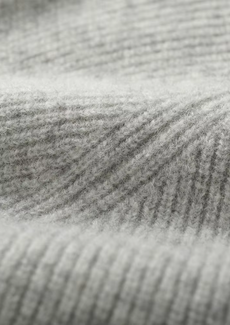 PURE EXTRA-FINE MERINO WOOL RIBBED ZIP HOODIE