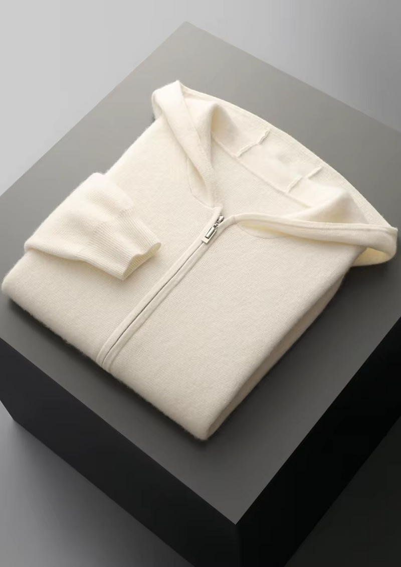 PURE EXTRA-FINE MERINO WOOL ZIPPER HOODIE