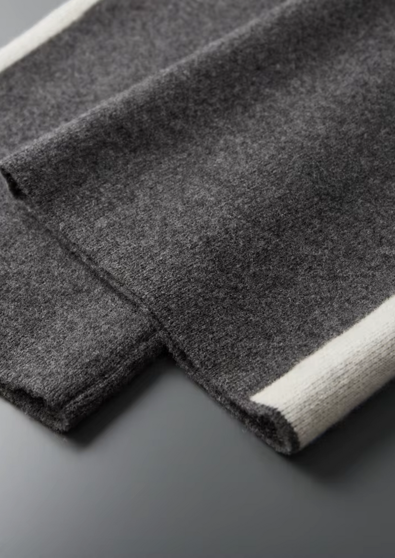 PURE EXTRA-FINE MERINO WOOL WIDE LEISURE TROUSERS