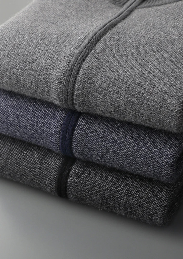 PREMIUM CASHMERE JACQUARD ZIP CARDIGAN