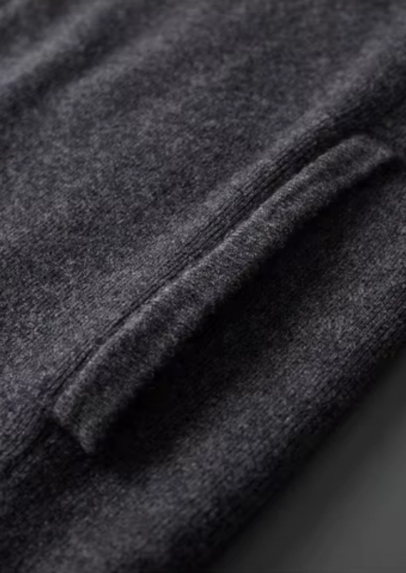 PURE EXTRA-FINE MERINO WOOL RIBBED POLO CARDIGAN