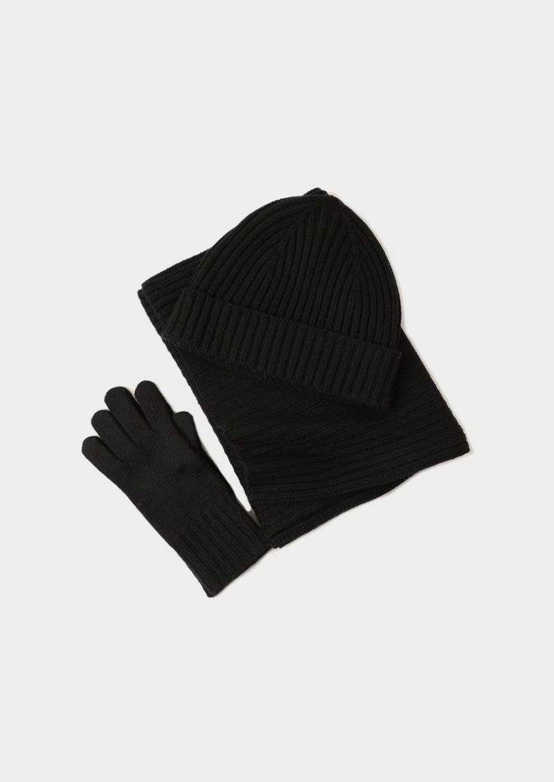 PURE EXTRA-FINE MERINO WOOL WINTERTIME ESSENTIALS - BLACK