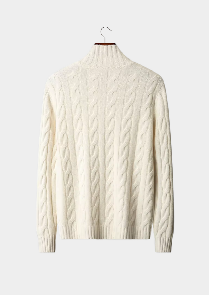 PURE EXTRA-FINE MERINO WOOL DUAL-ZIP CABLE CARDIGAN