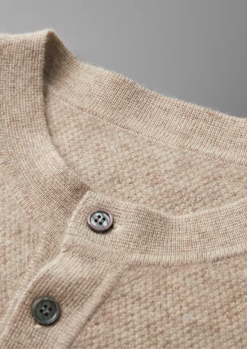 PREMIUM CASHMERE CLASSIC HENLEY SWEATER