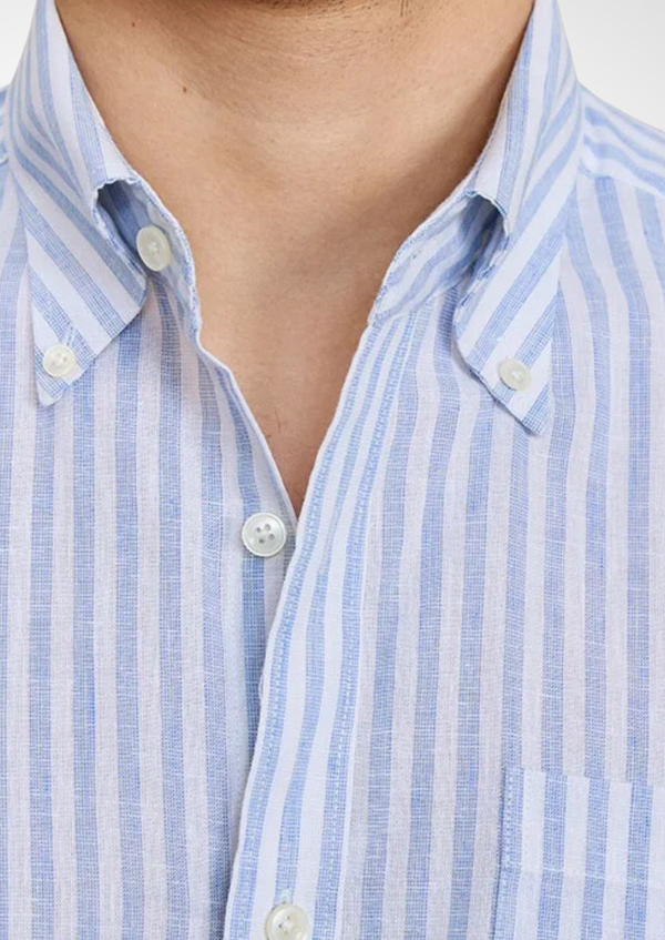 PORTOFINO STRIPED COASTAL SHIRT - Light Blue