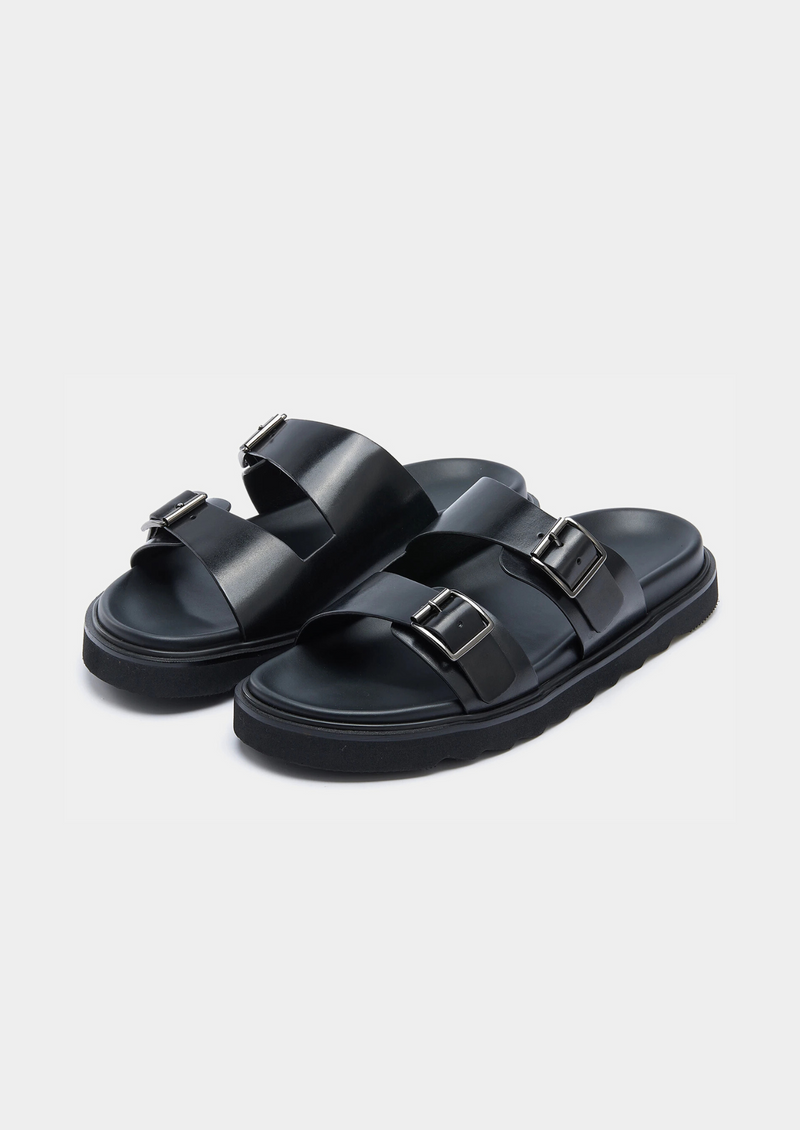 DOUBLE BUCKLE RESORT SANDAL - Black