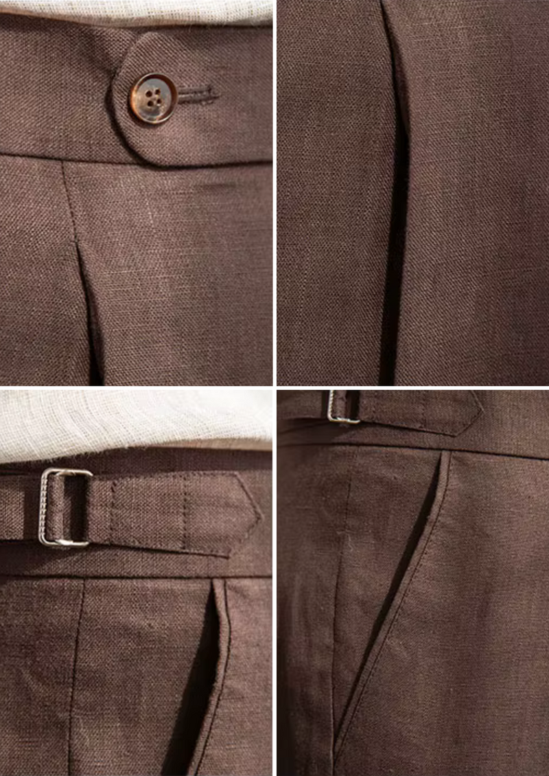 TUSCANY PLEATED COASTAL TROUSERS - Dark Brown