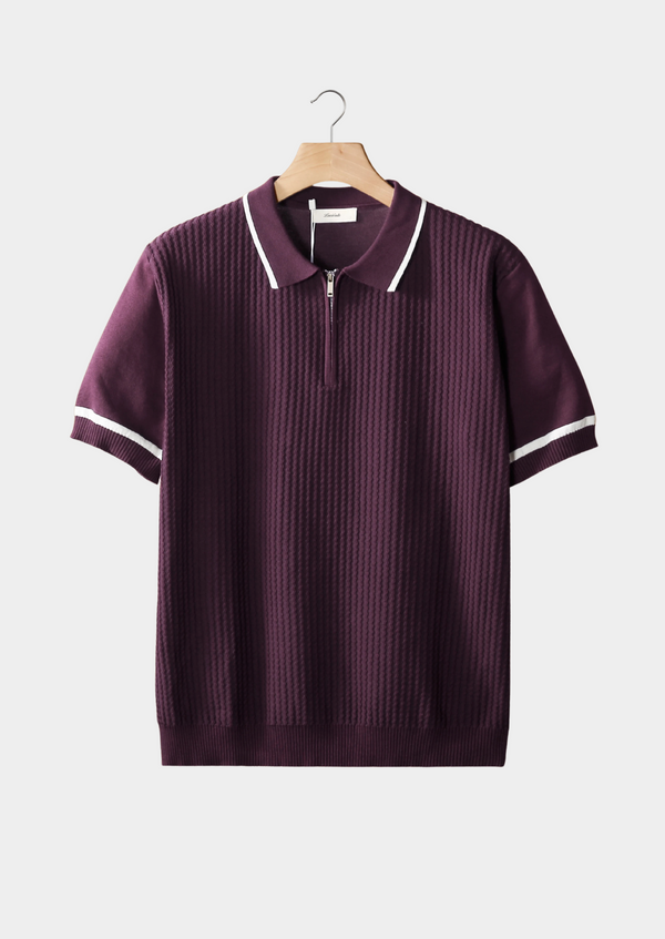 PURPLE CONTRAST TRIM ZIPPER POLO