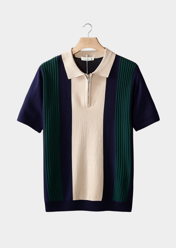 NAVY RESORT ZIPPER POLO