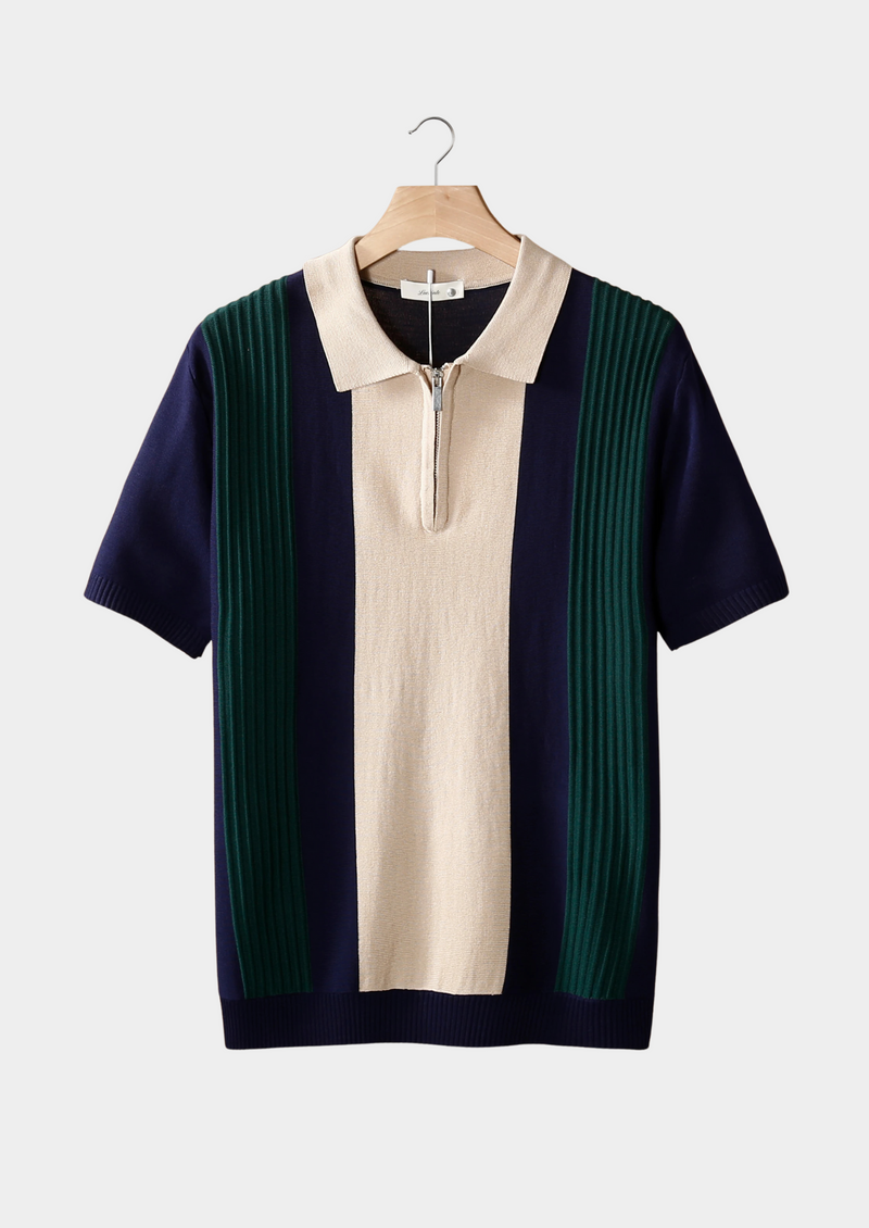 NAVY RESORT ZIPPER POLO