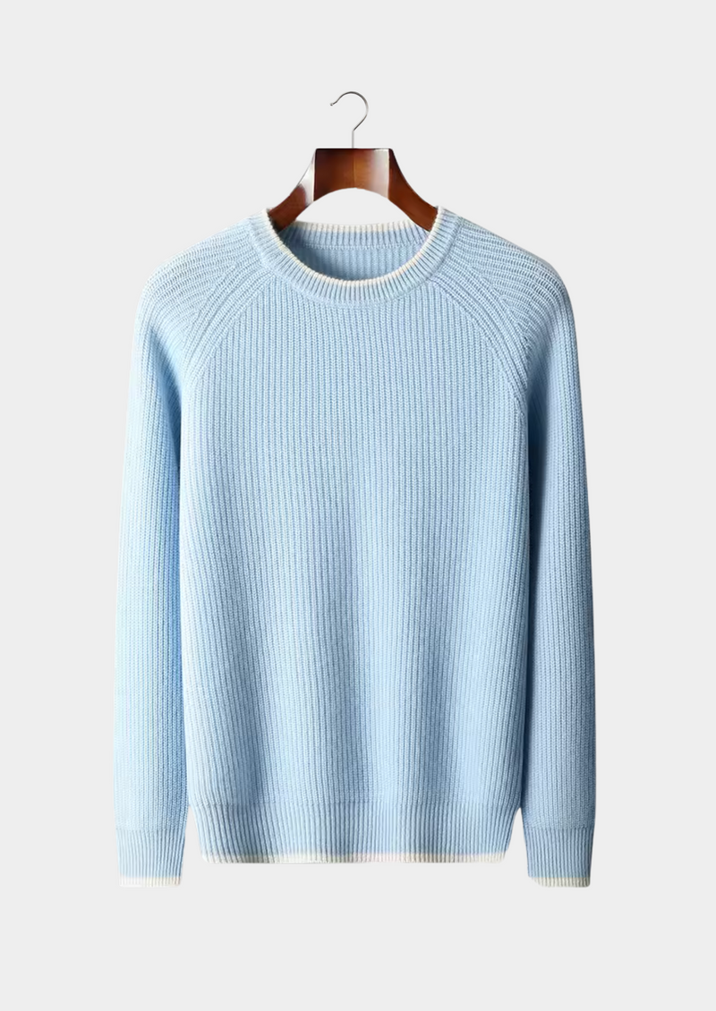 PURE EXTRA-FINE MERINO WOOL TWO TONE CREWNECK