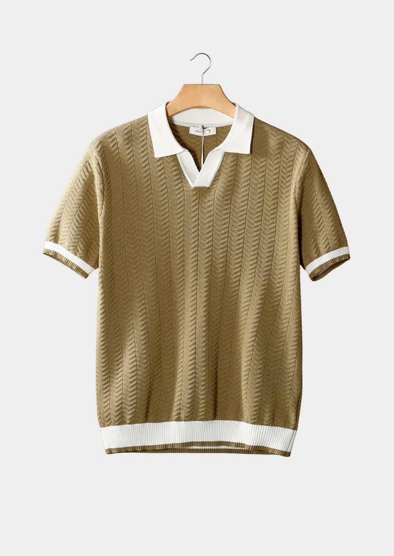 ALMOND CONTRAST TEXTURED POLO